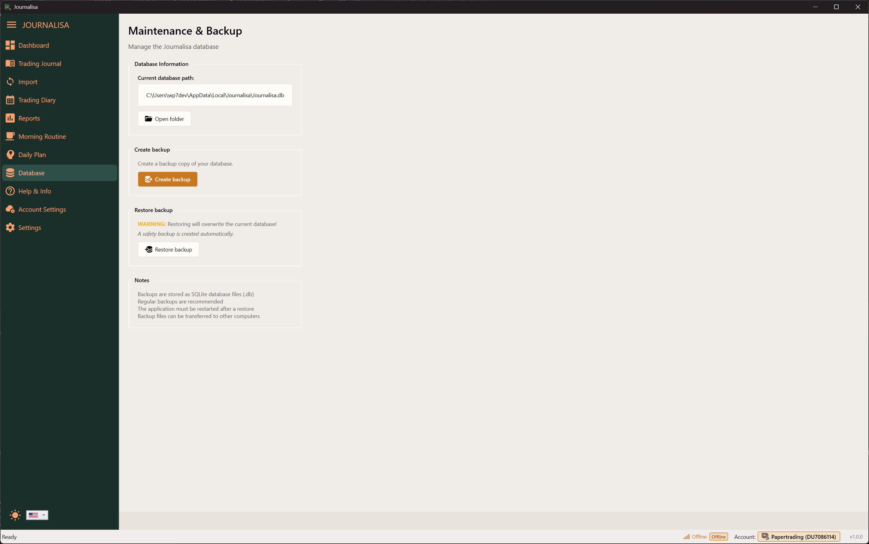 Database and backup