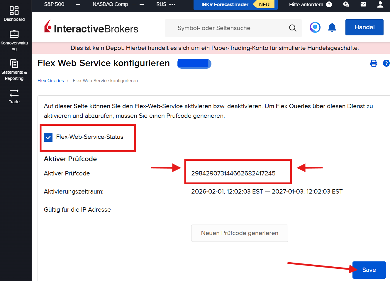 Prüfcode erzeugen